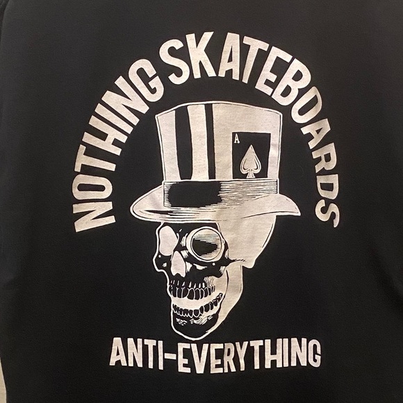 Nothing Skateboards T Shirt Skull With Hat Ace Anti-Everything Mens Tee Sz XL - Picture 3 of 7